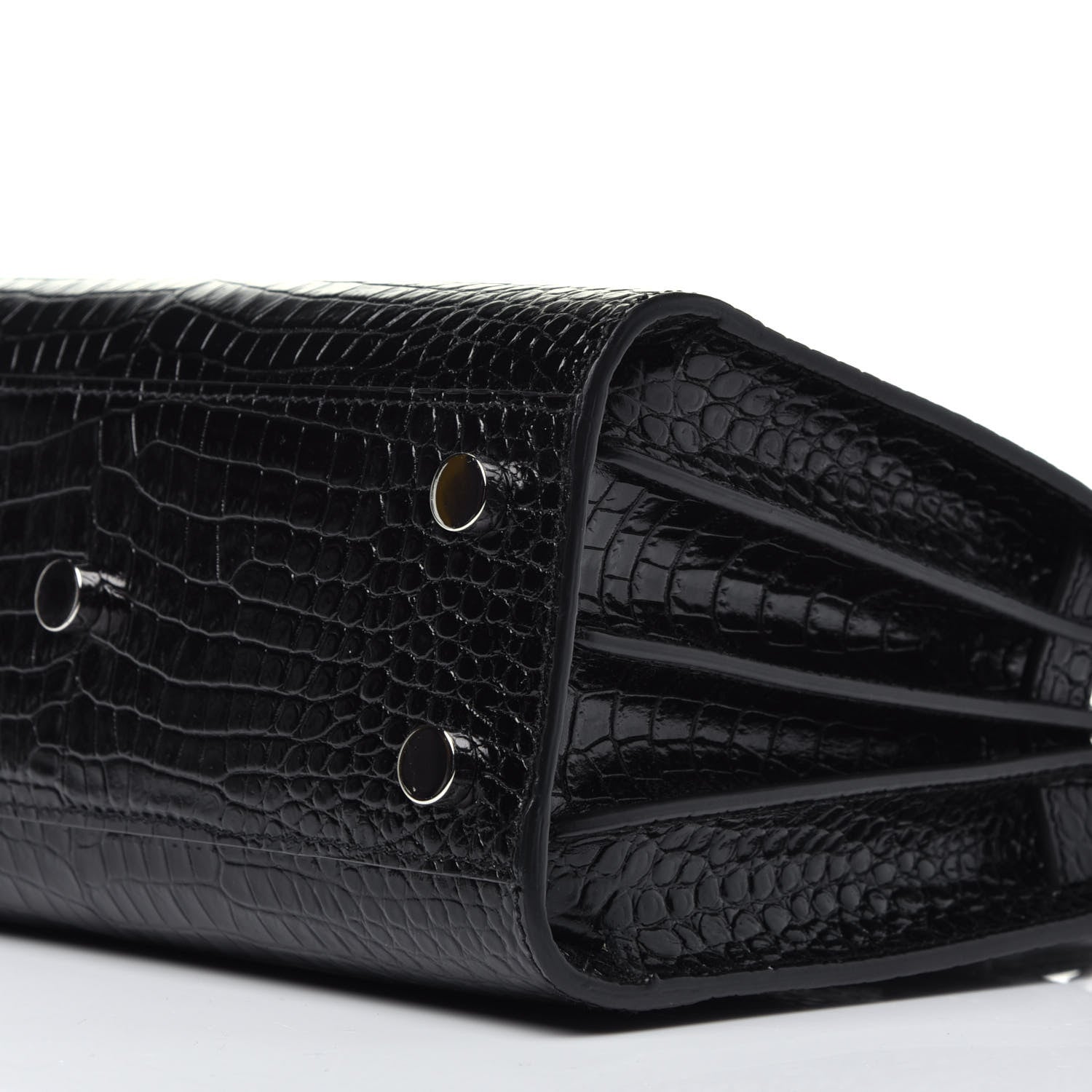 Saint Laurent Calfskin Crocodile Embossed Nano Sac De Jour Black 10 of 10