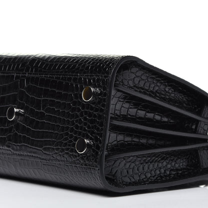 Saint Laurent Calfskin Crocodile Embossed Nano Sac De Jour Black 10 of 10