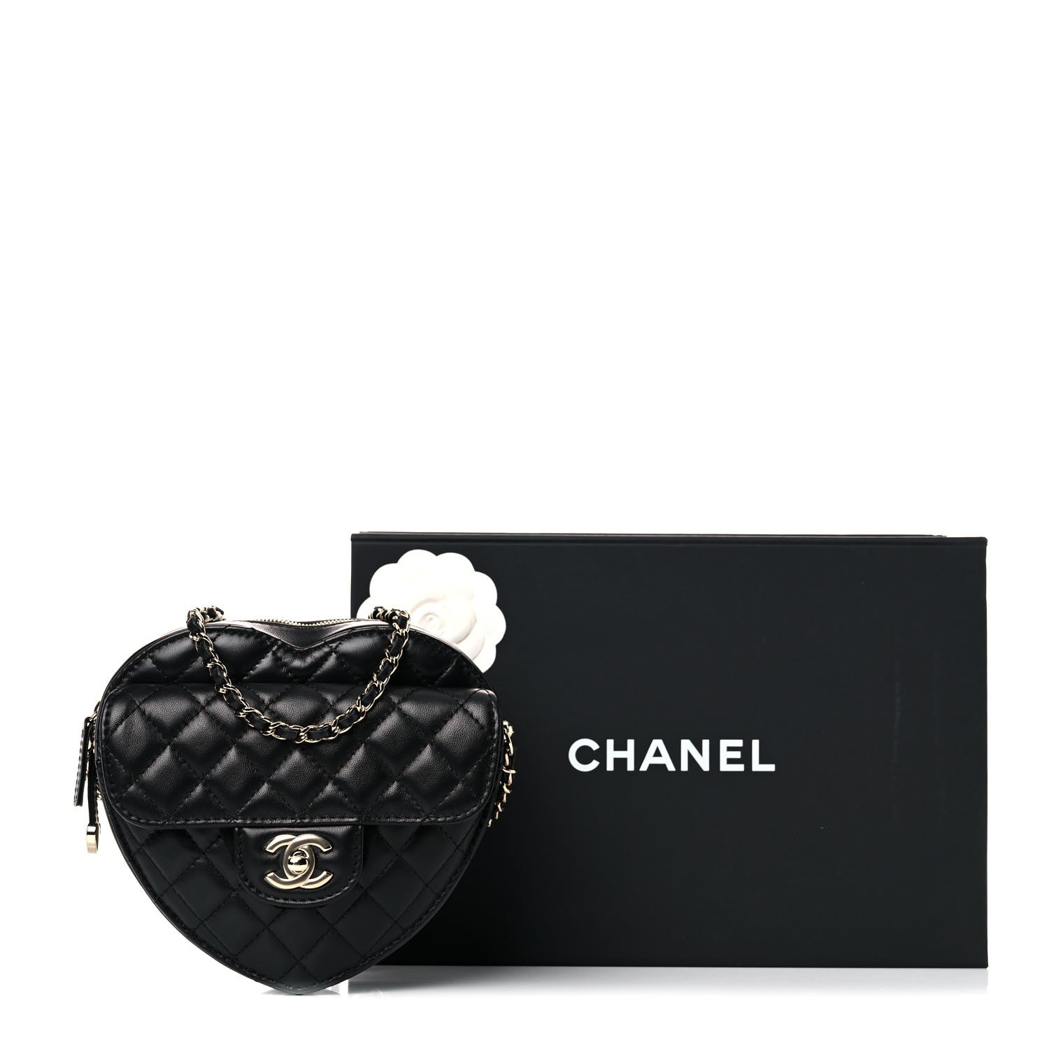 Chanel Lambskin Quilted CC In Love Heart Bag Black 10 of 10