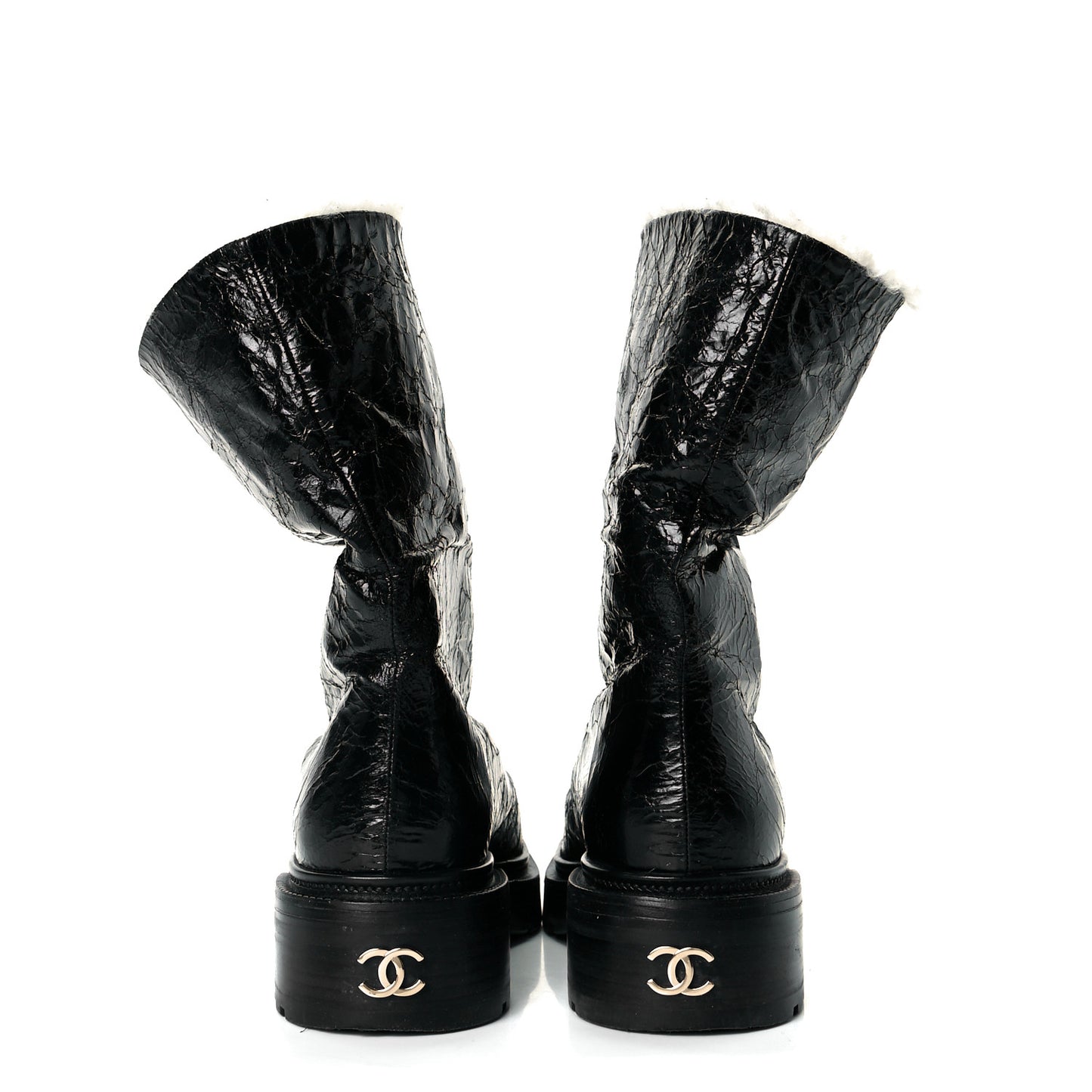 Lambskin Shearling Short Boots 38 Black