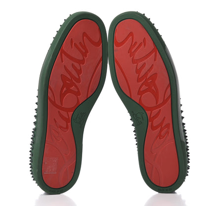 Christian Louboutin Veau Velours Spikes Mens Roller Boat Flat 45.5 Green 5 of 7
