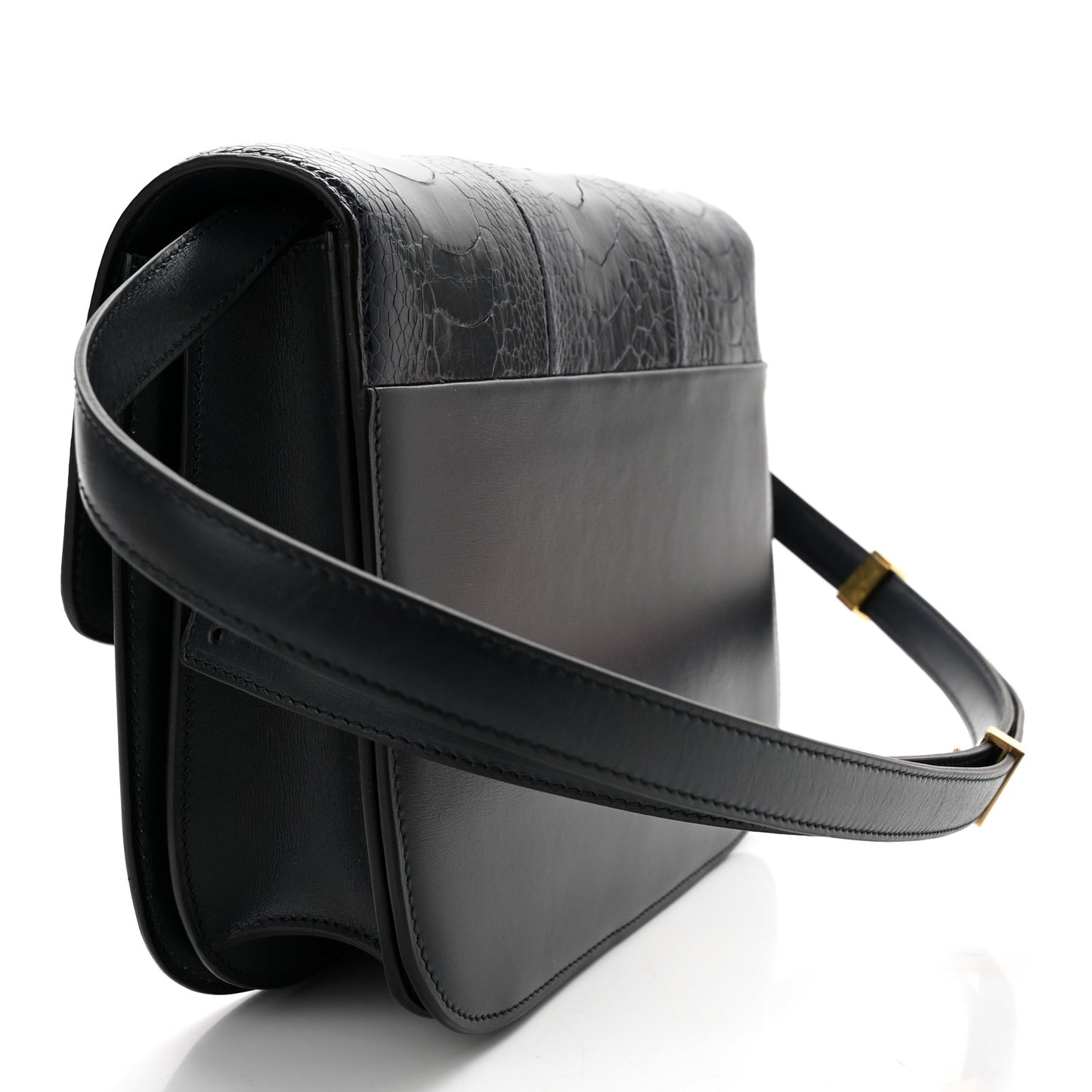 Ostrich Leg Medium Classic Box Flap Bag Dark Blue