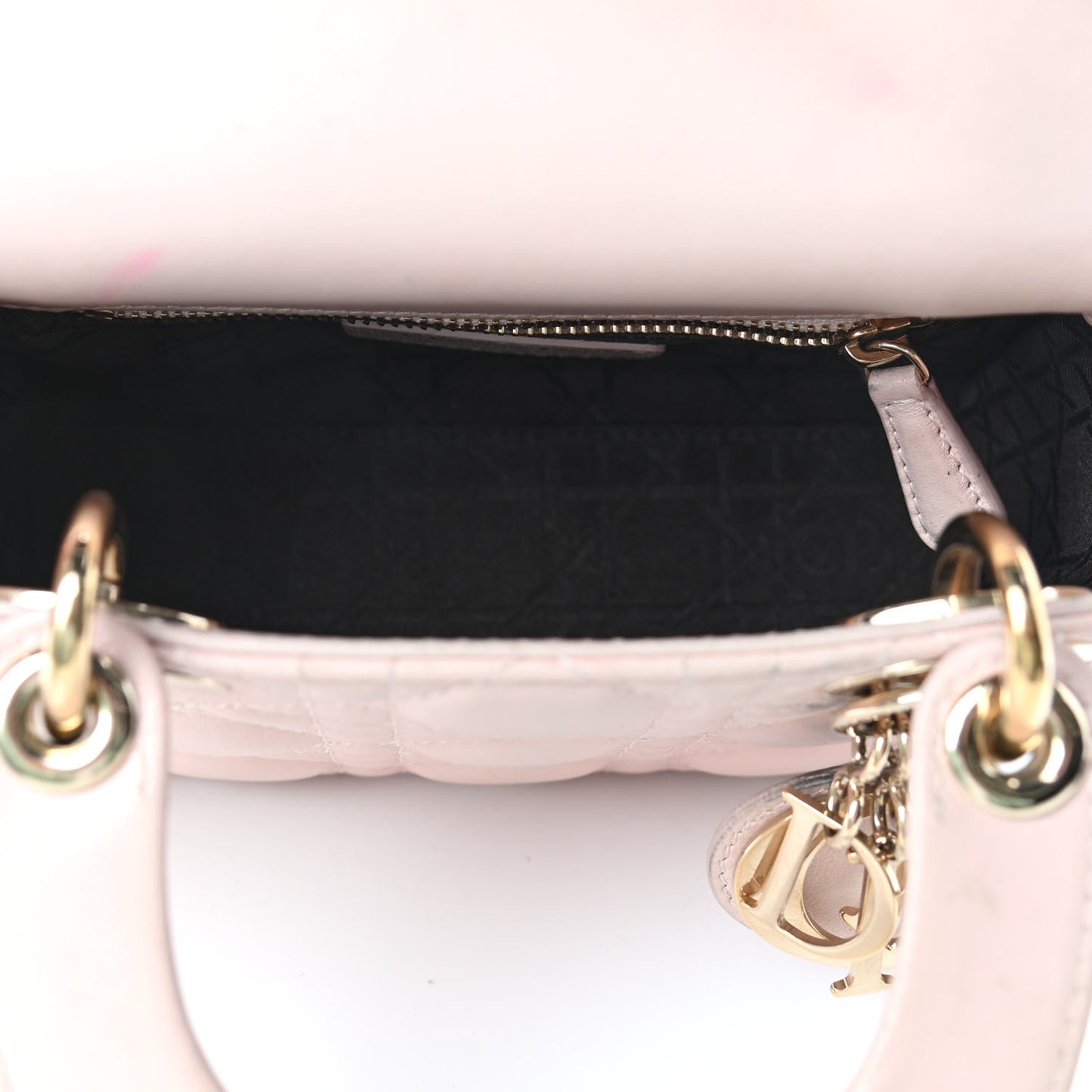 Lambskin Cannage Mini Lady Dior Rose Poudre
