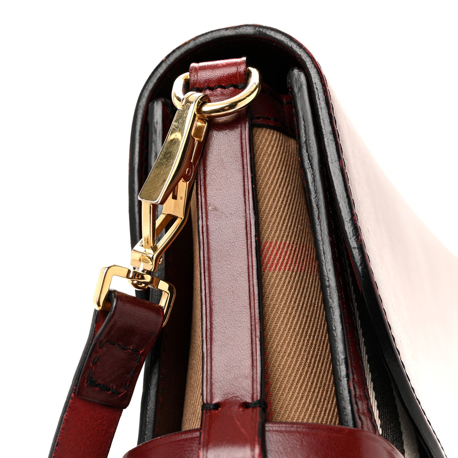 Burberry House Check Bridle Calfskin Small Abbott Crossbody Bag Red Claret 13 of 14