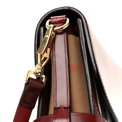 Burberry House Check Bridle Calfskin Small Abbott Crossbody Bag Red Claret 13 of 14