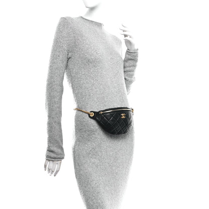 Chanel Lambskin Quilted Pearl Crush Belt Bag Black 2 of 10