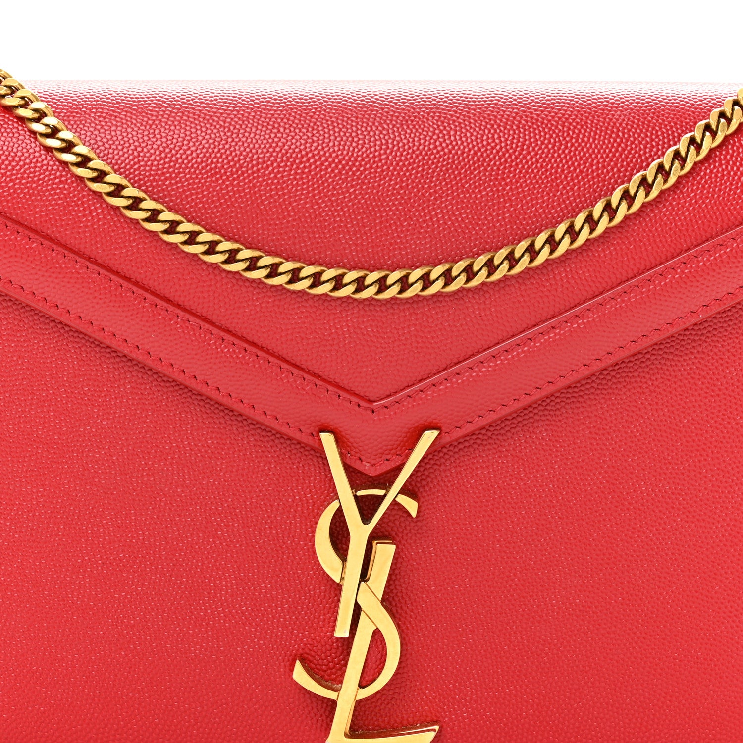 Saint Laurent Grain De Poudre Monogram Cassandra Clasp Bag Red 8 of 14