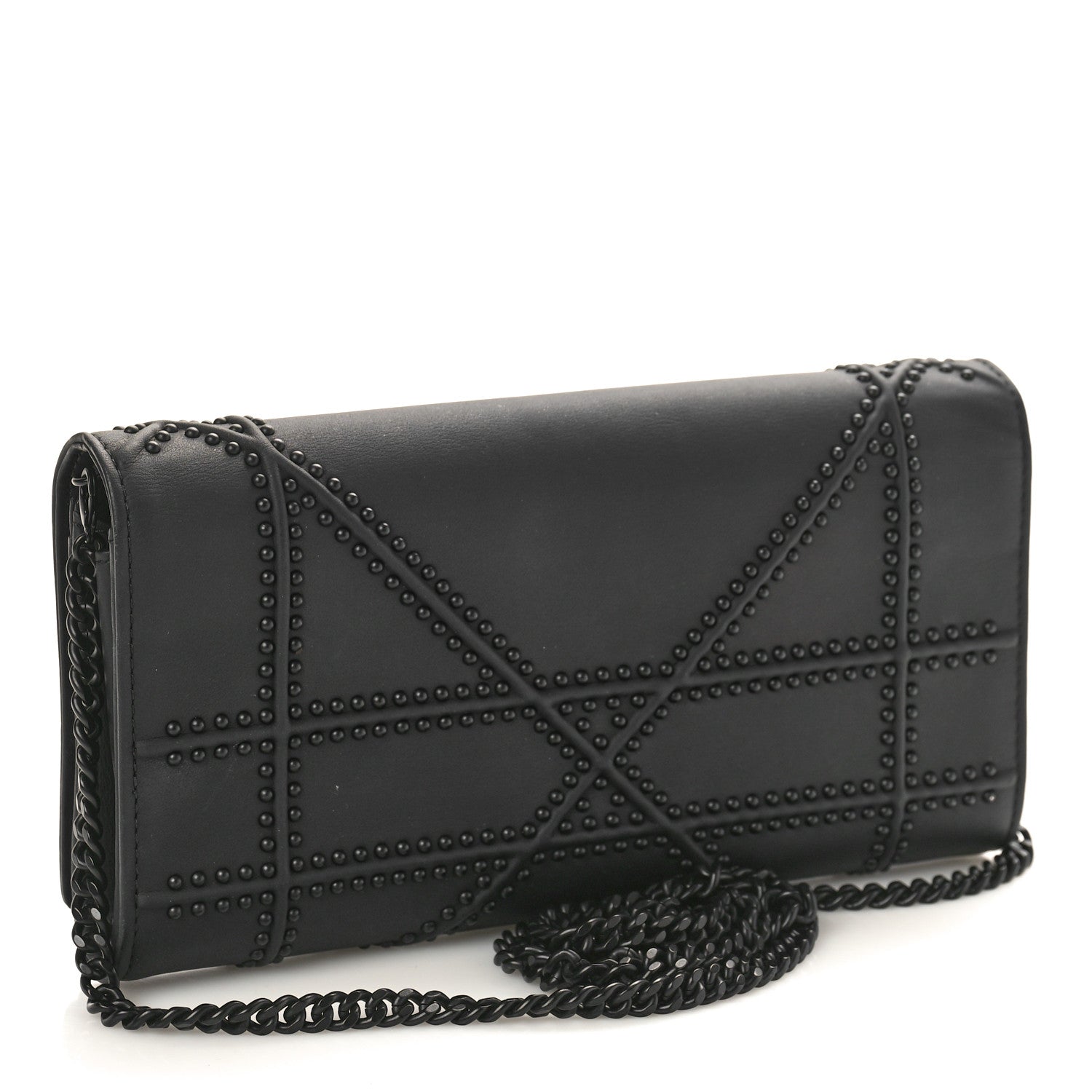 Christian Dior Ultra Matte Calfskin Studded Diorama Croisiere Chain Wallet Black 2 of 11