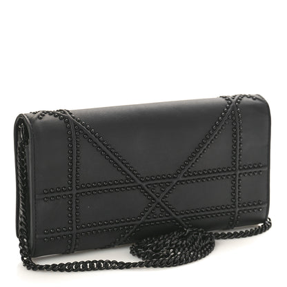 Christian Dior Ultra Matte Calfskin Studded Diorama Croisiere Chain Wallet Black 2 of 11