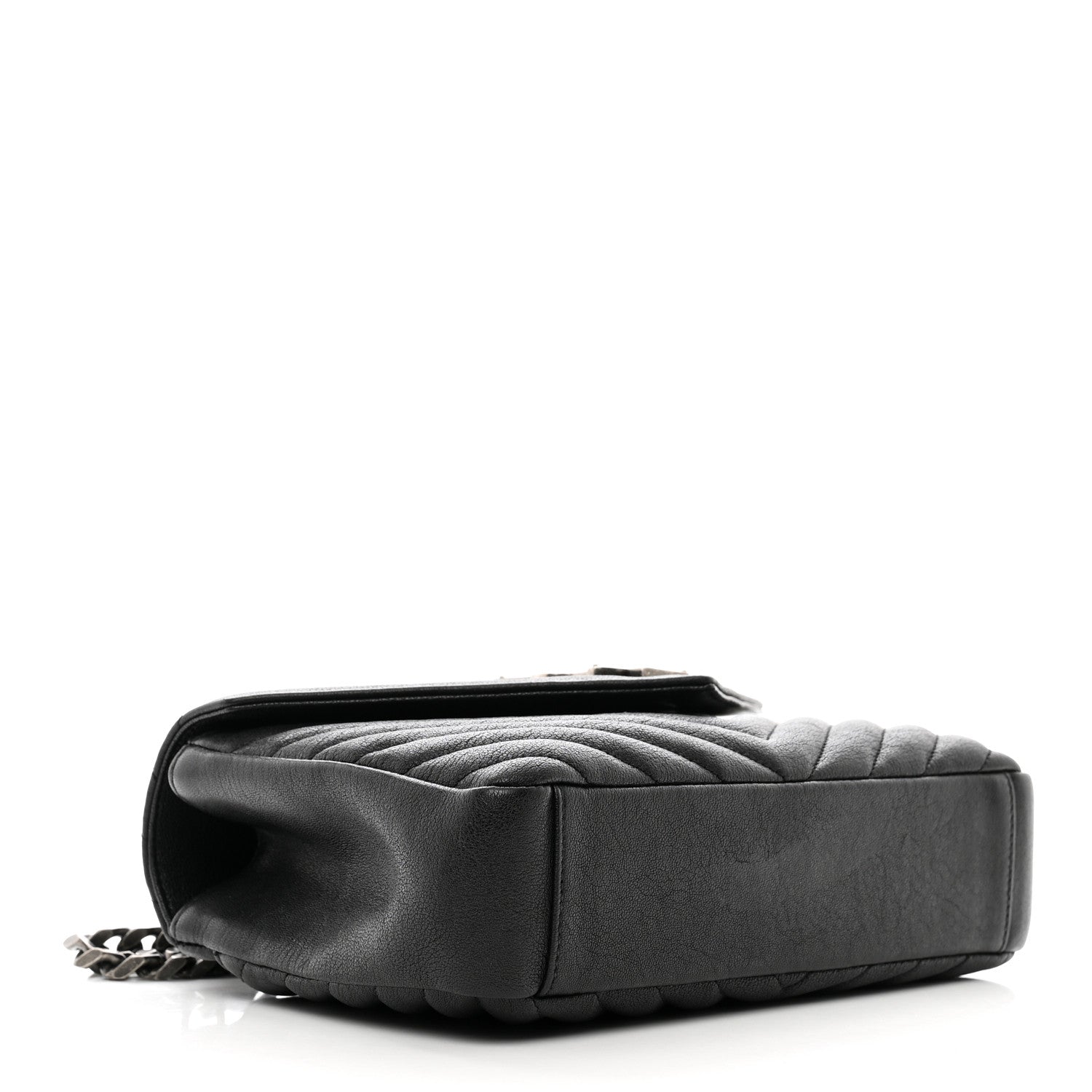 Saint Laurent Sheepskin Matelasse Chevron Monogram Medium College Bag Black 4 of 11