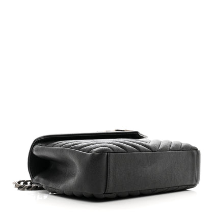 Saint Laurent Sheepskin Matelasse Chevron Monogram Medium College Bag Black 4 of 11