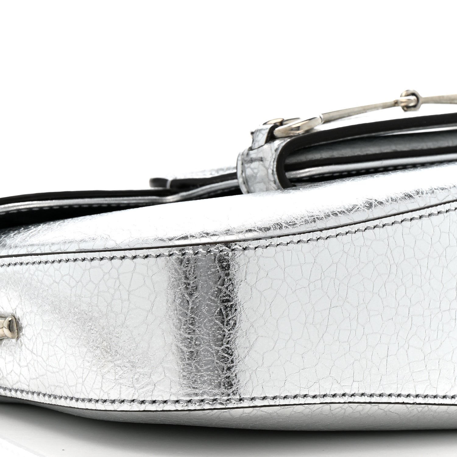 Gucci Metallic Demetra Small Horsebit 1955 Asymmetric Shoulder Bag Silver 9 of 10