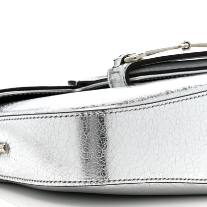 Gucci Metallic Demetra Small Horsebit 1955 Asymmetric Shoulder Bag Silver 9 of 10