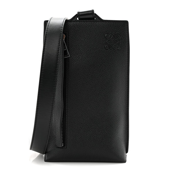 Loewe Soft Grained Calfskin Vertical T-Pocket Crossbody Bag Black