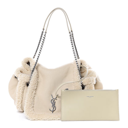 Saint Laurent Shearling Medium Nolita Shoulder Bag Natural 1 of 8
