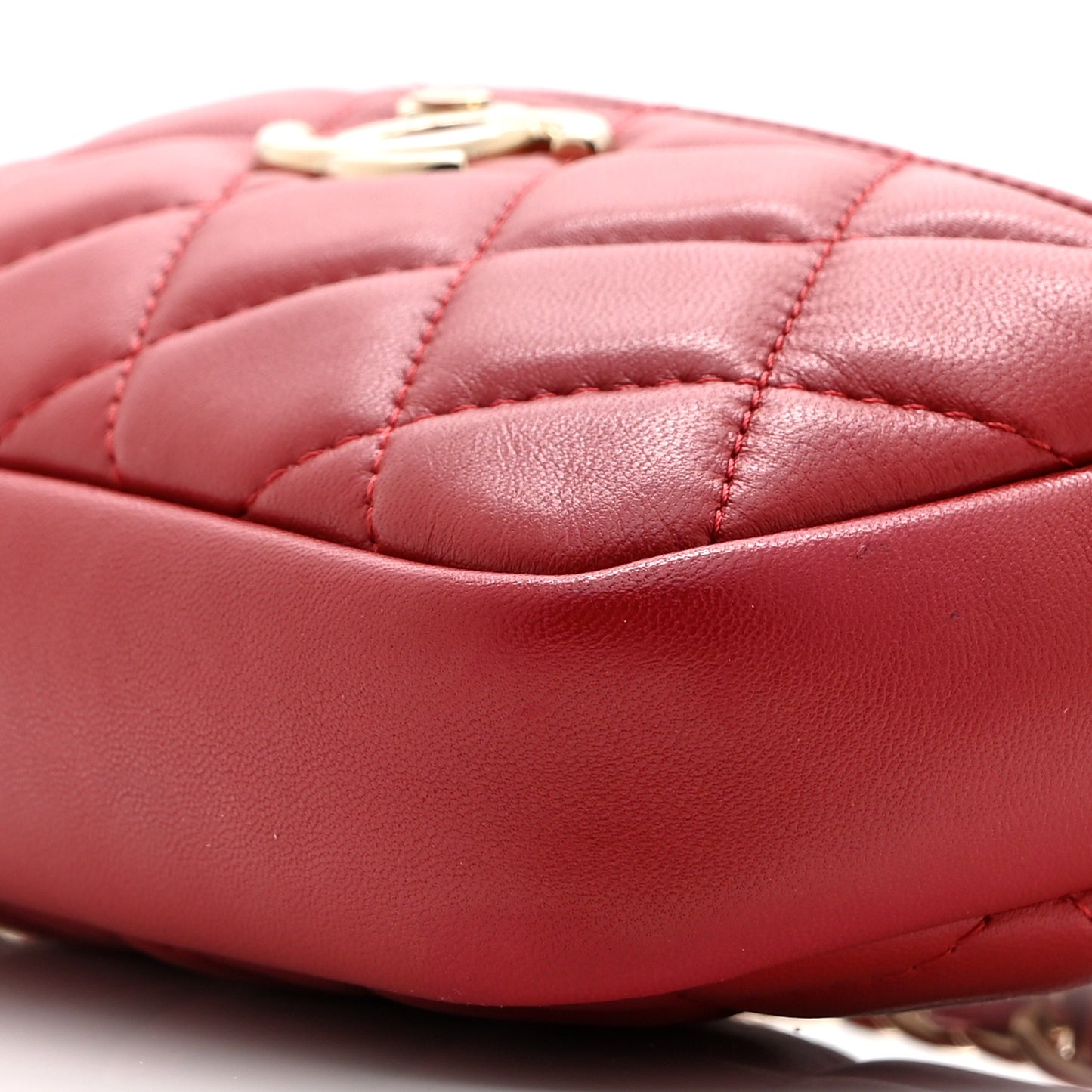 Lambskin Quilted Waist Bag With Pouch Red