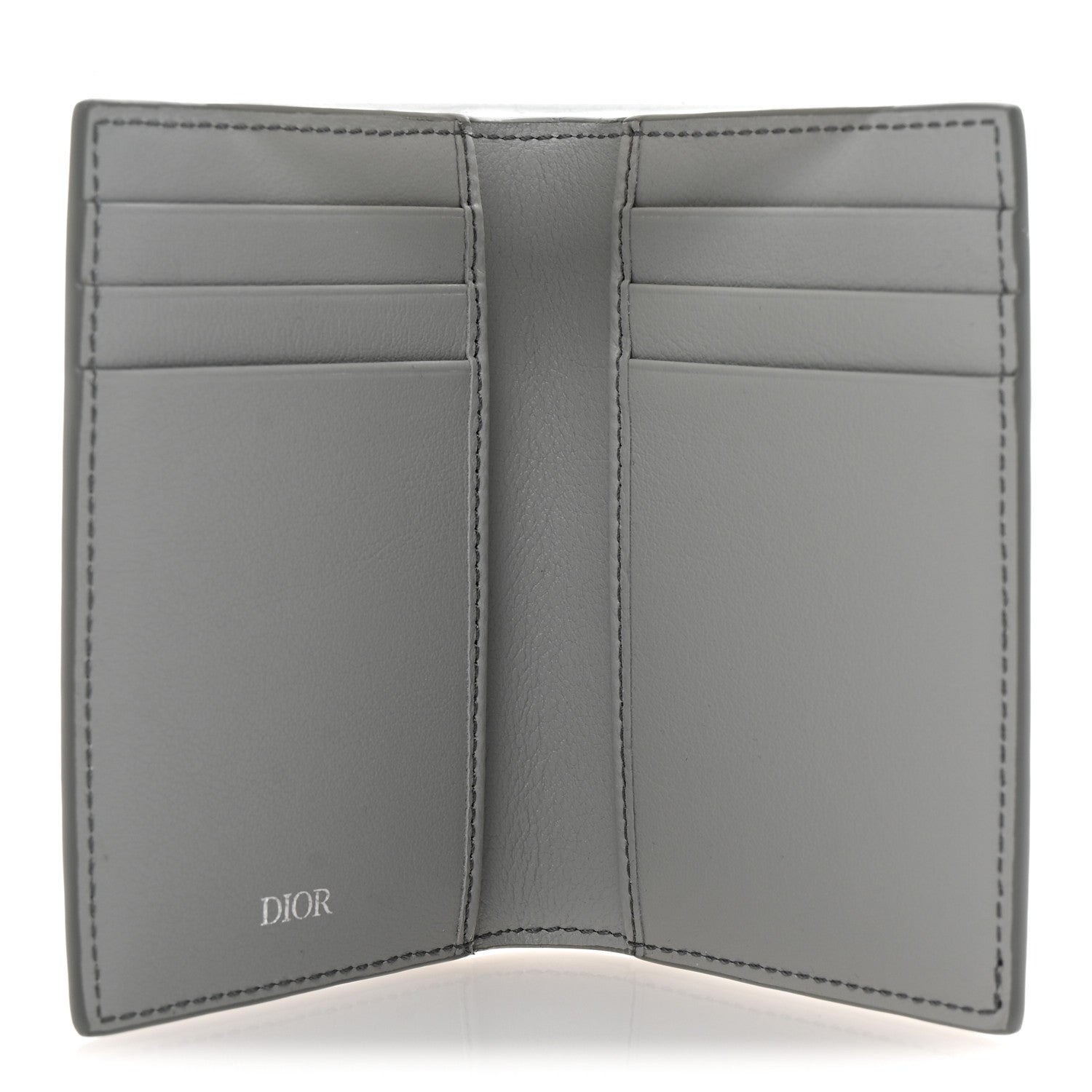 Christian Dior Calfskin Perforated Oblique Bi-Fold Card Holder Grey 5 of 8