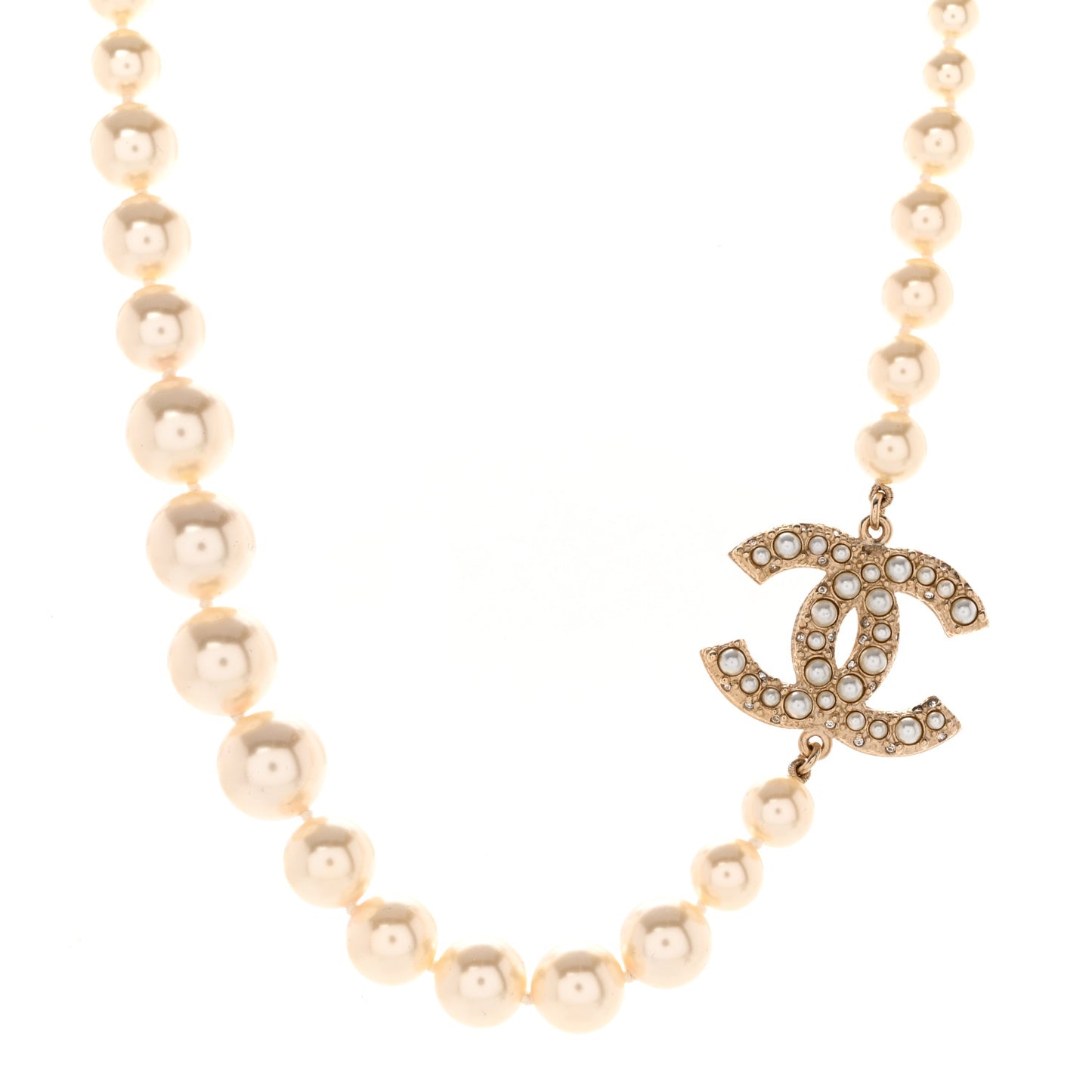 Pearl CC 100th Anniversary Necklace Light Gold