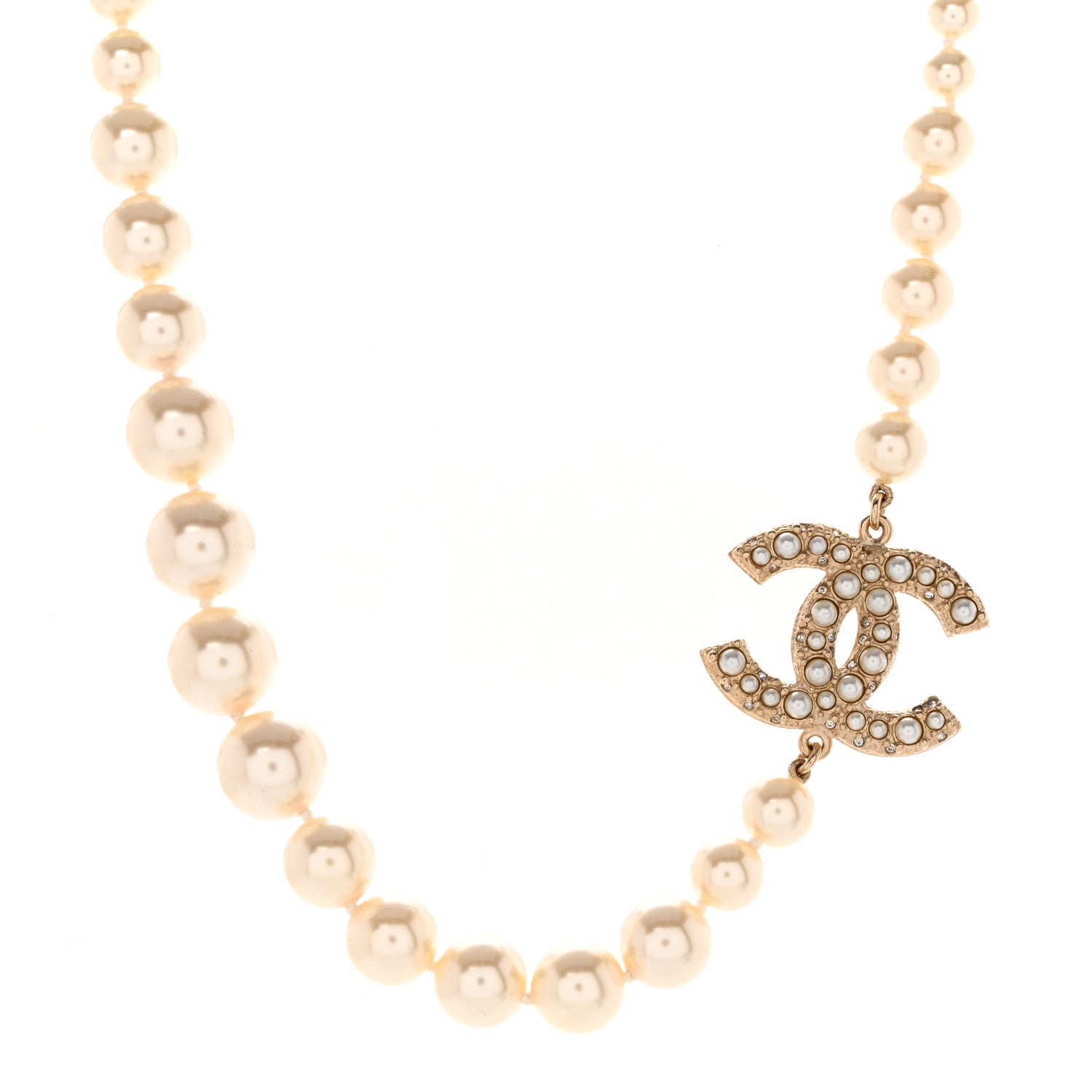 Chanel Pearl CC 100th Anniversary Necklace Light Gold 1 of 7