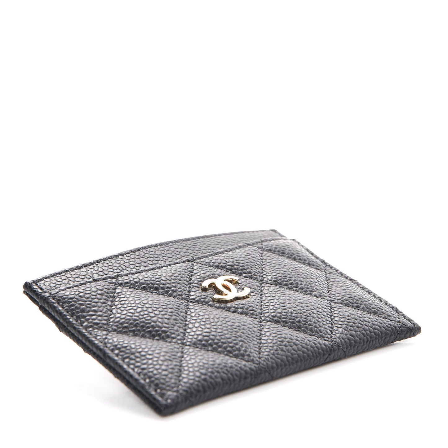 Caviar Quilted Card Holder Black