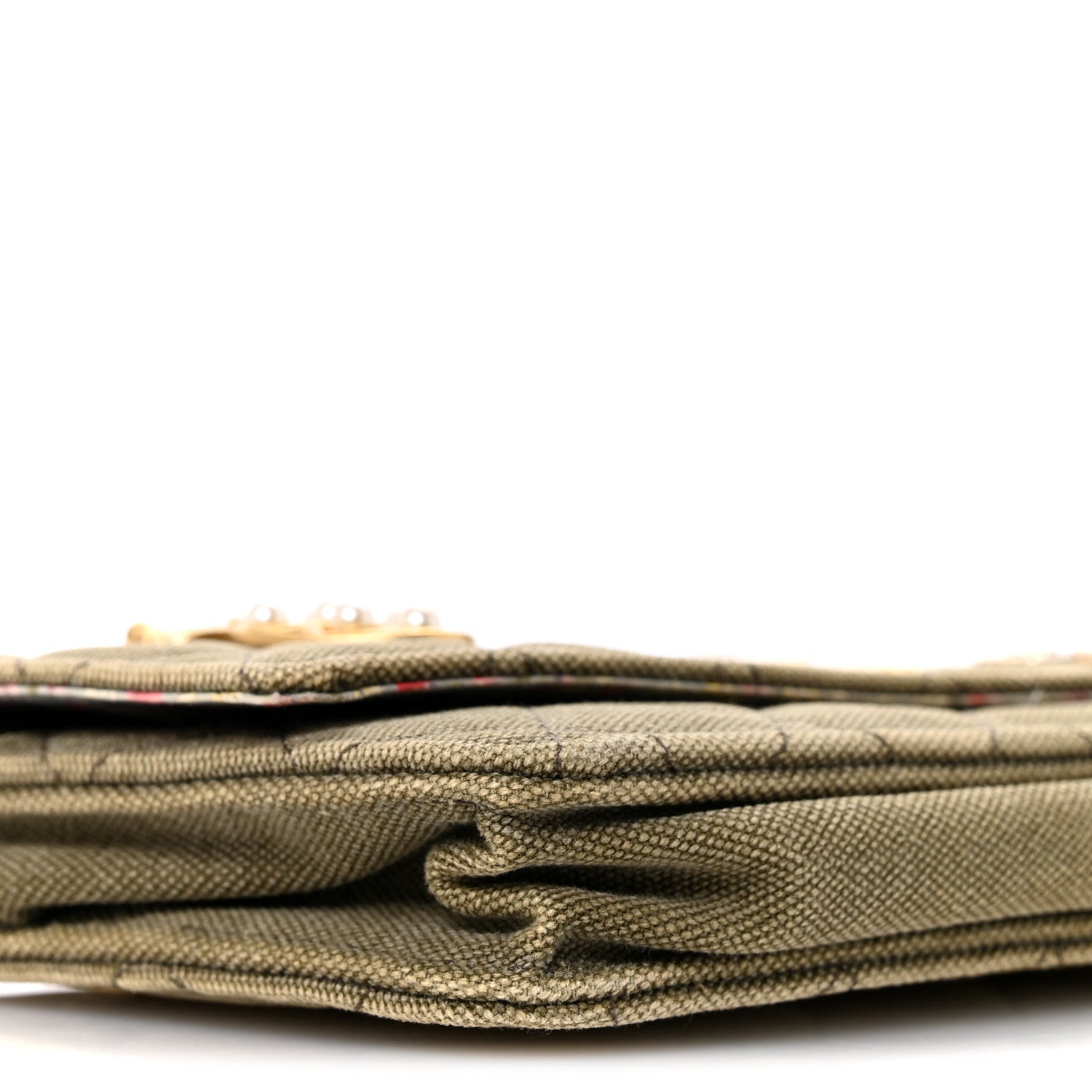 Chanel Canvas Quilted Coco Cuba Charms Wallet on Chain WOC Khaki 9 of 14