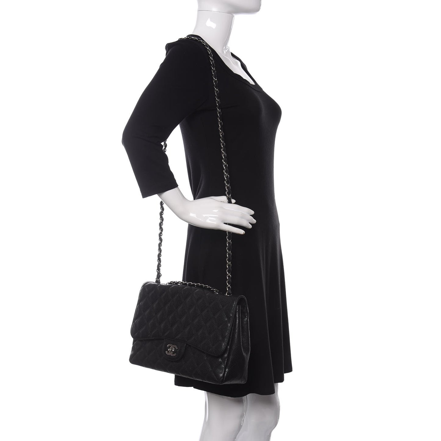 Caviar Quilted Jumbo Single Flap Black