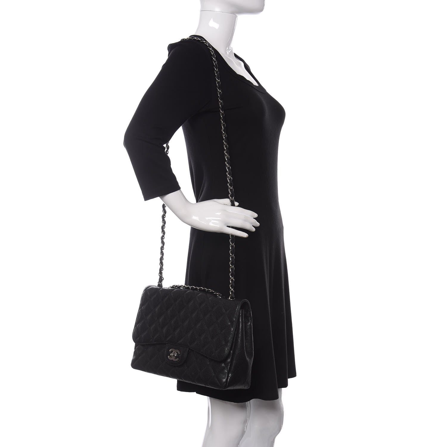 Chanel Caviar Quilted Jumbo Single Flap Black 2 of 17