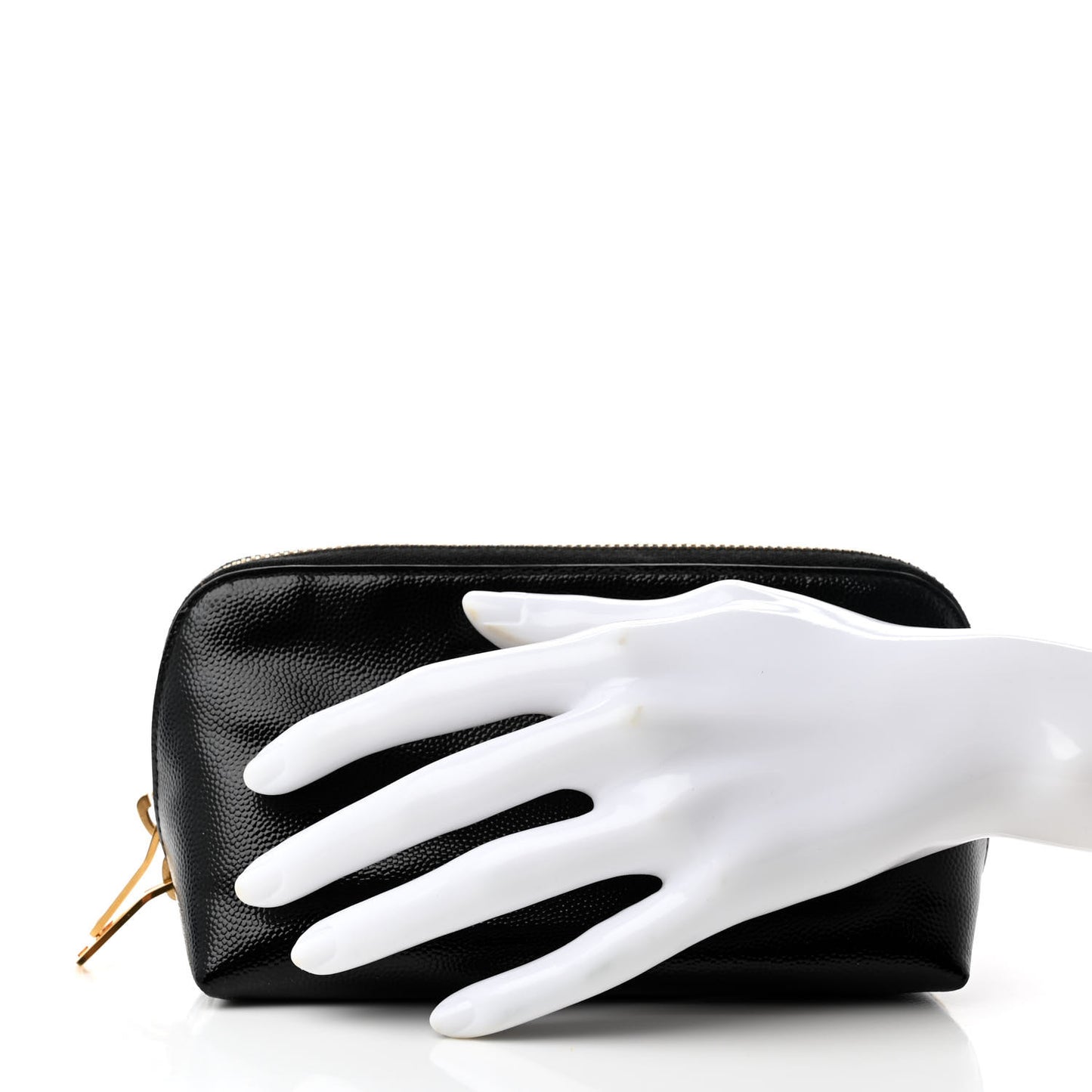 Grained Calfskin Cosmetic Pouch Black