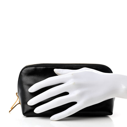 Saint Laurent Grained Calfskin Cosmetic Pouch Black 2 of 8