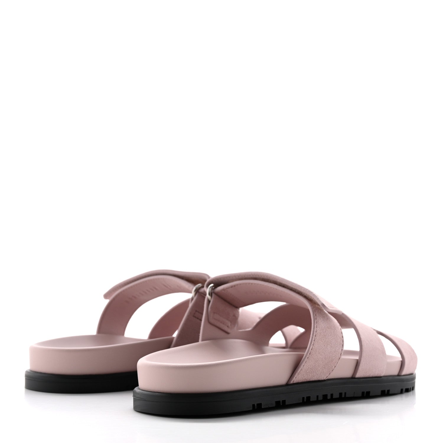 Hermes Suede Goatskin Womens Chypre Sandals 37 Rose Porcelaine 4 of 10