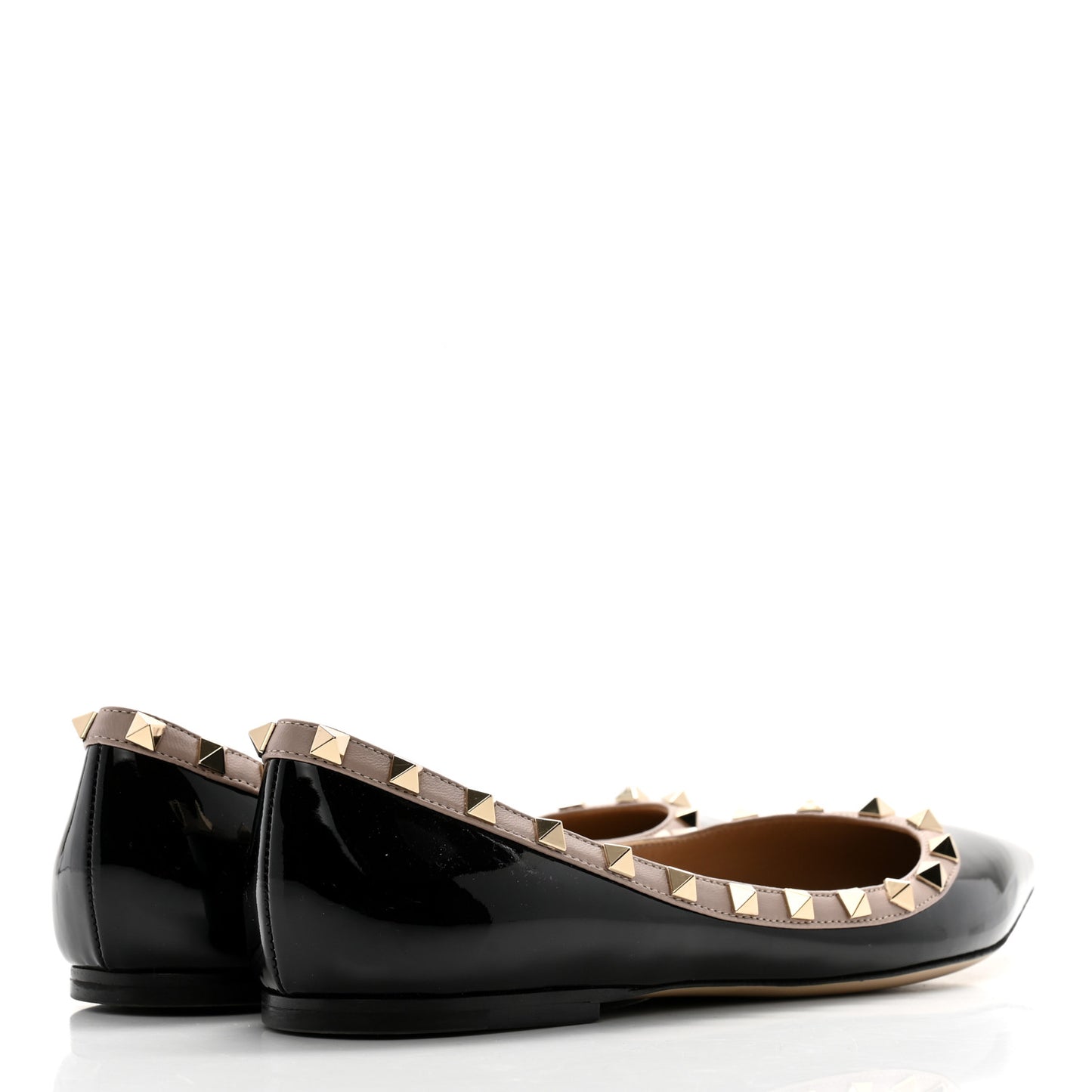 Patent Nappa Rockstud Ballerina Flats 41 Black Poudre
