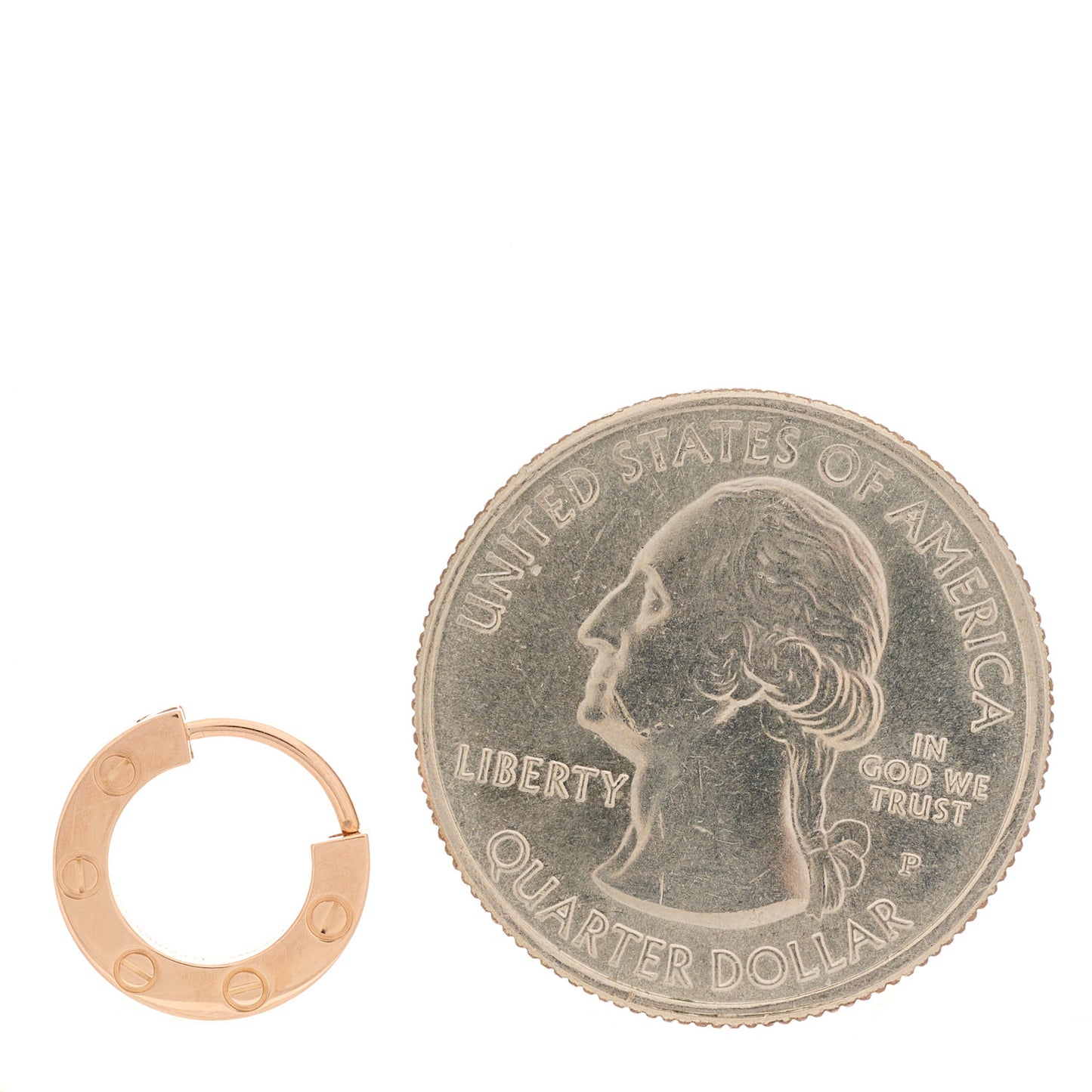 18K Pink Gold Single LOVE Hoop Earring