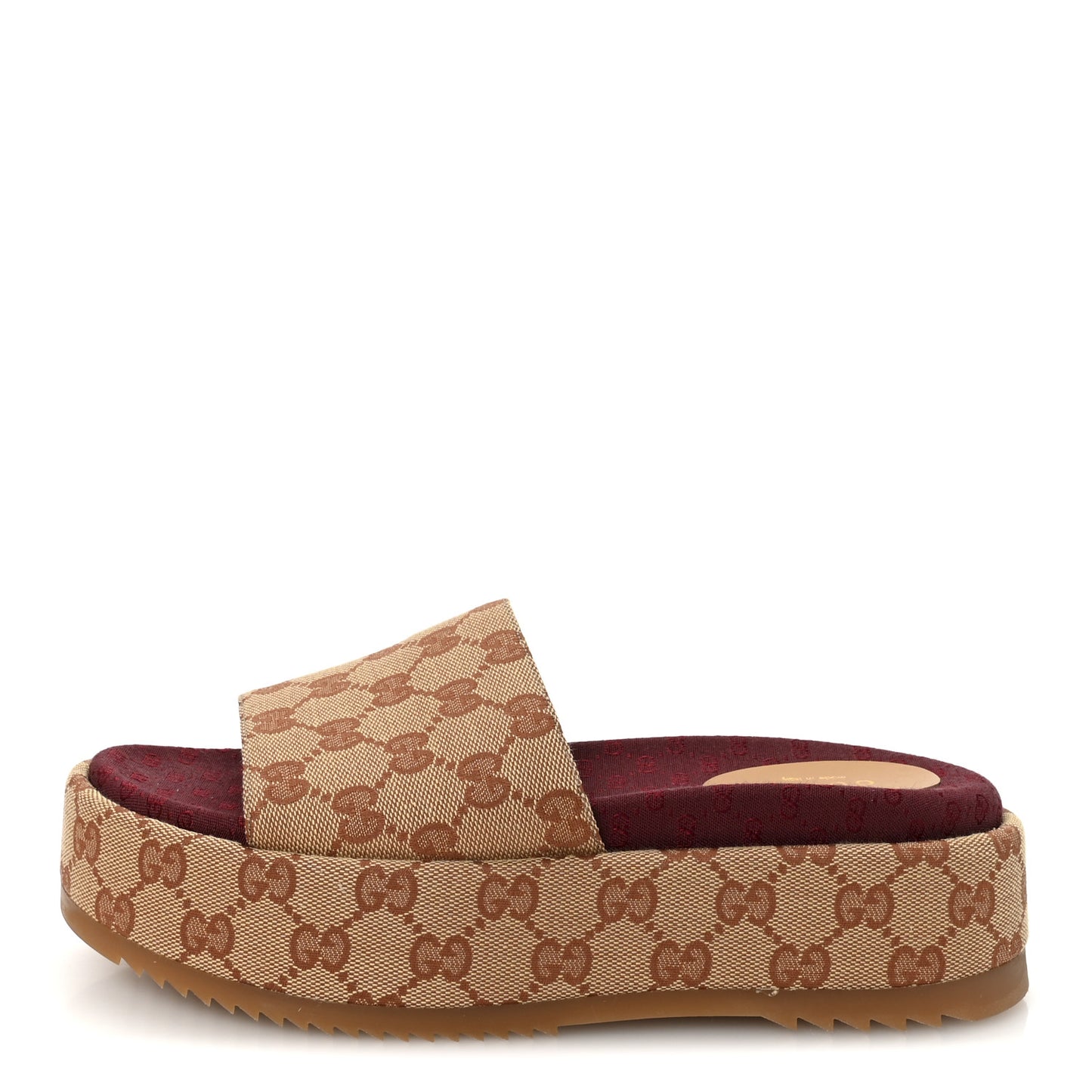 Canvas GG Monogram Angelina Platform Slide Sandals 37.5 Beige Ruggine