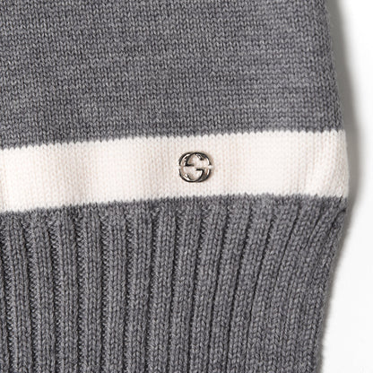 Gucci Wool Newporte Long Scarf Graphite Ivory 4 of 5