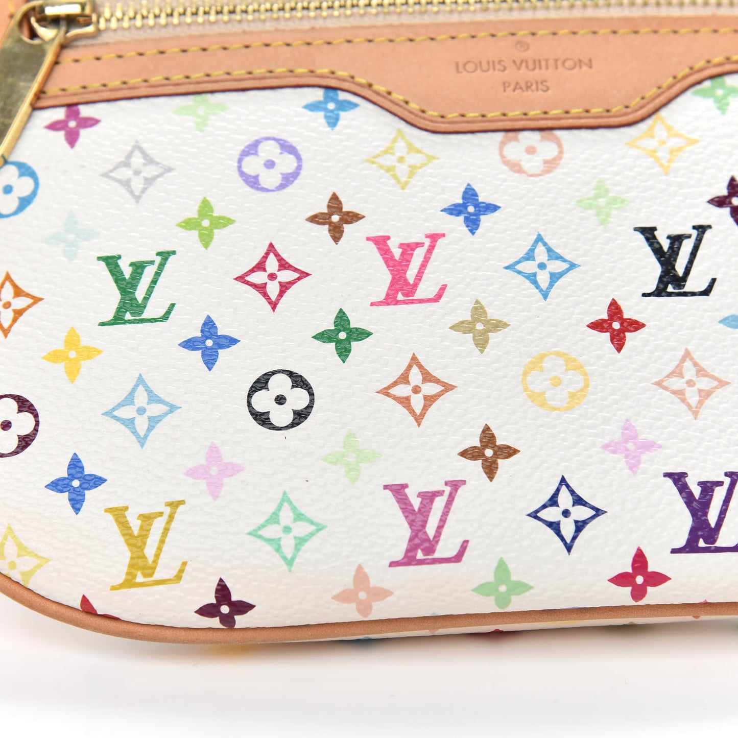 Monogram Multicolor Pochette Plate GM White