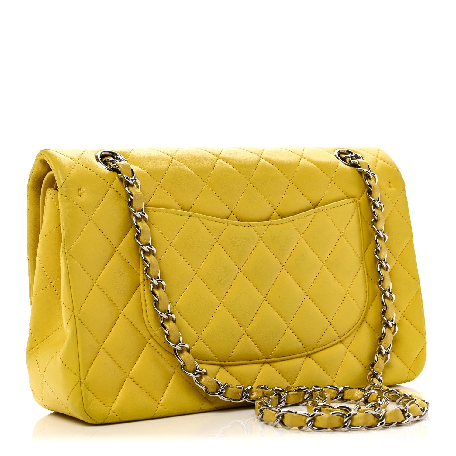 CHANEL カラーコード 129 レ パンソー ドゥ シャネル イエロー Chanel Lambskin Quilted Medium Double Flap Yellow 1882514