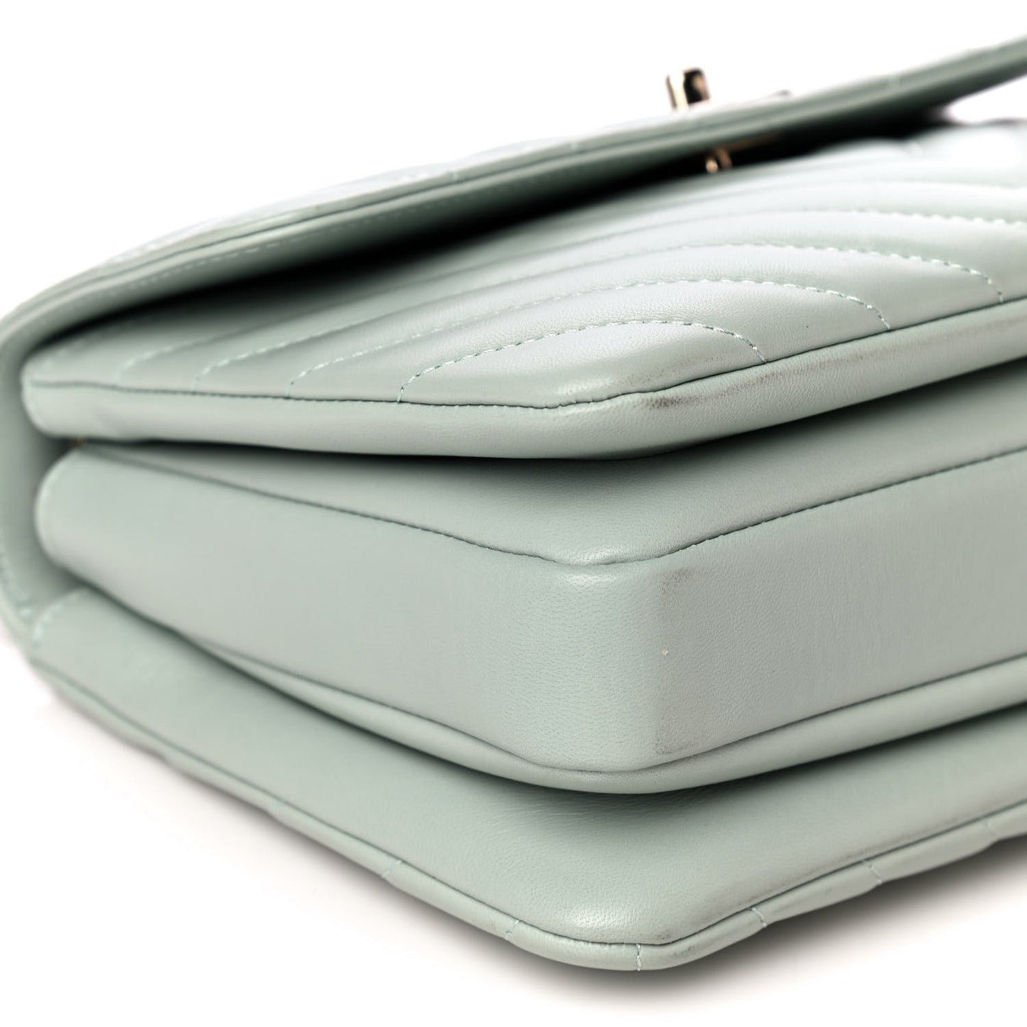 Lambskin Chevron Quilted Small Trendy CC Dual Handle Flap Bag Light Green