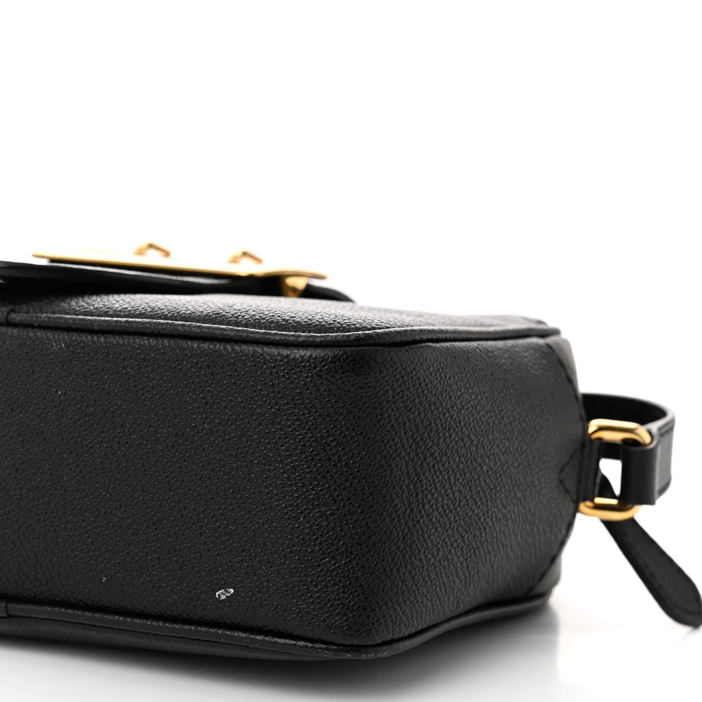 Soft Grain Calfskin Small Buckle Zip Bag Black