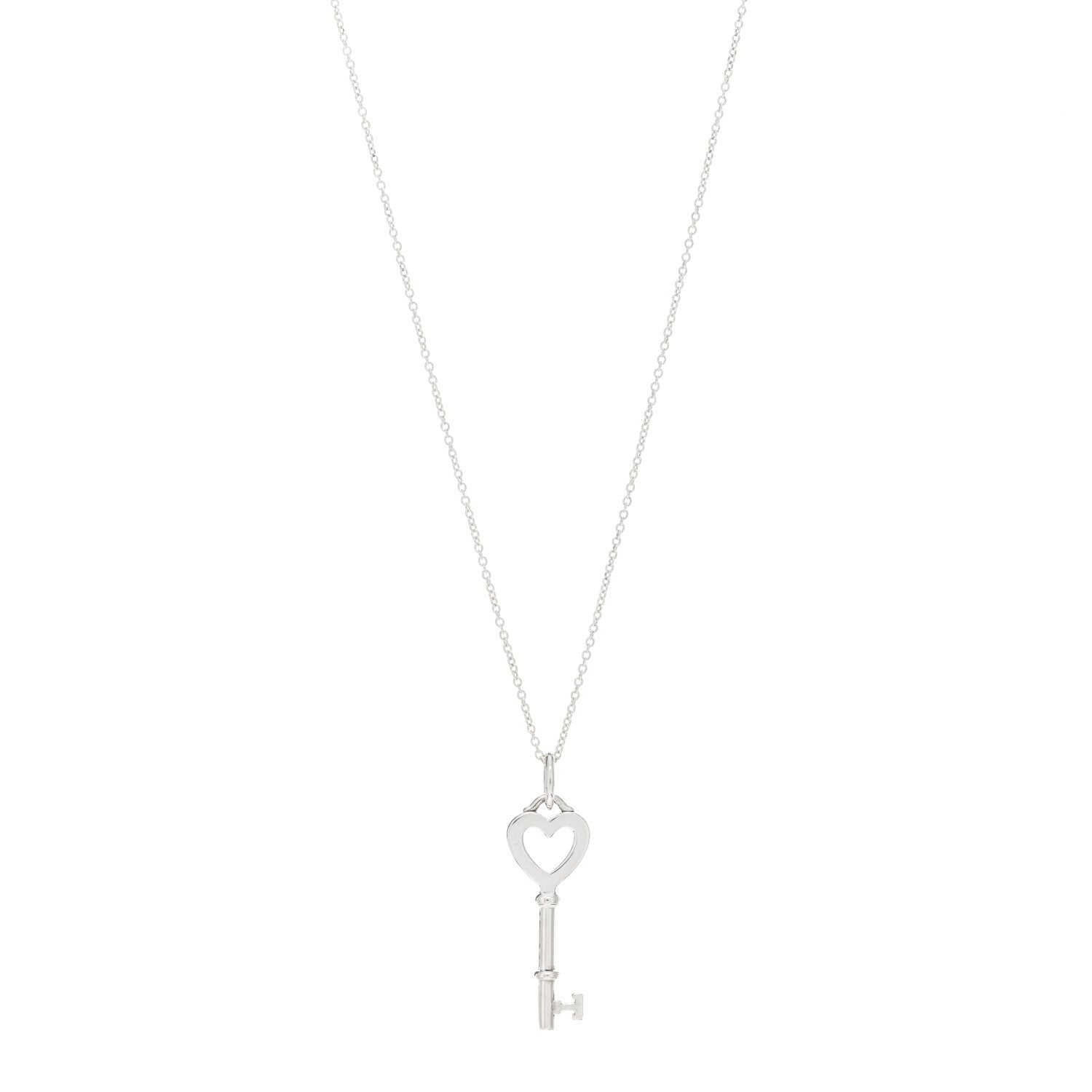 Tiffany Sterling Silver Mini Heart Key Pendant Necklace 1 of 3