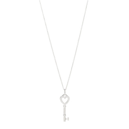 Tiffany Sterling Silver Mini Heart Key Pendant Necklace 1 of 3