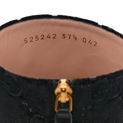Gucci Velvet GG Monogram Crystal Horsebit Ankle Boots 37.5 Black 6 of 9