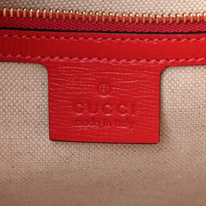 Gucci Straw Azalea Calfskin Horsebit 1955 Tote Bag Coral Wave Black 8 of 10