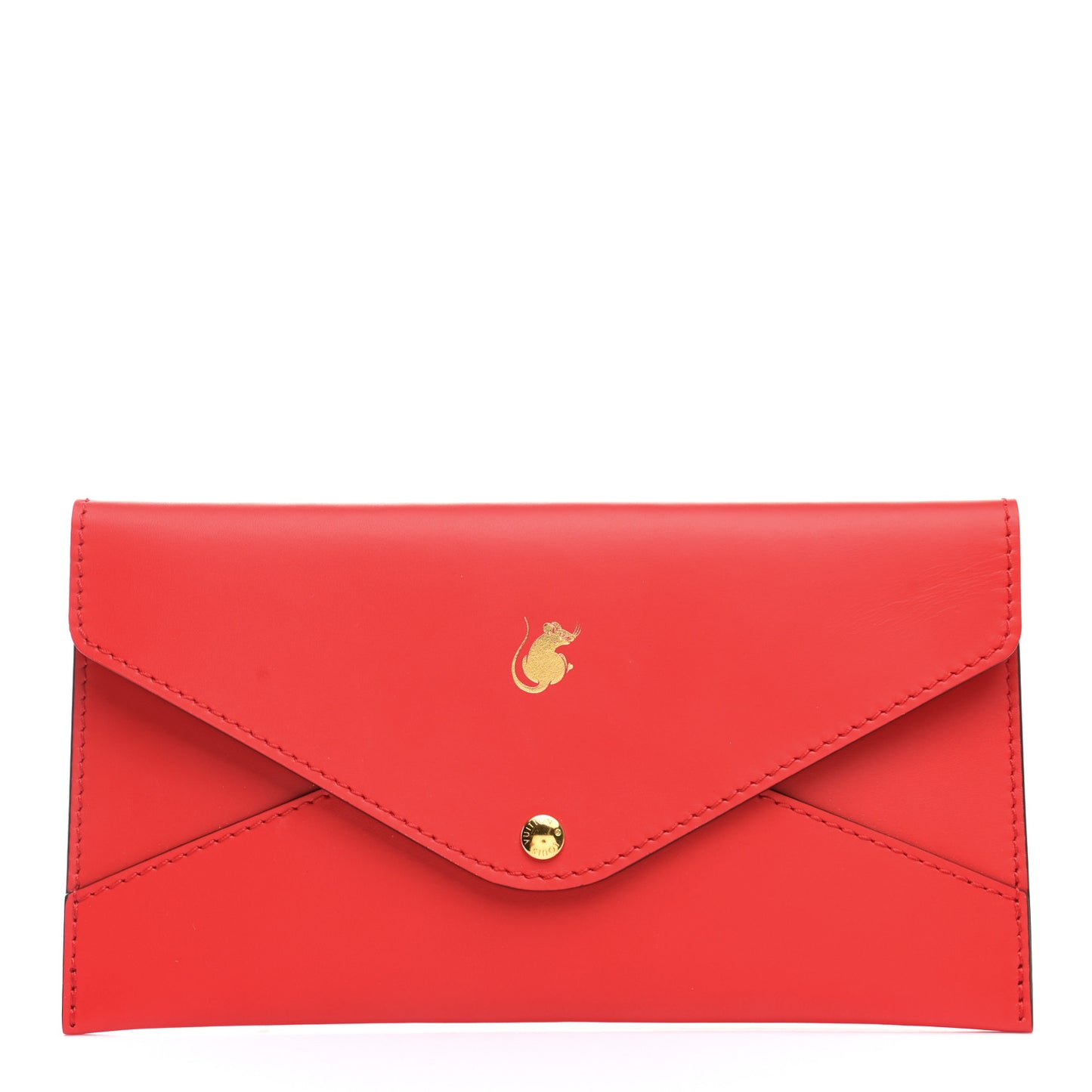 Veau Cachemire Chinese New Year Rat Envelope Pouch Red