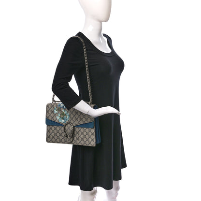 Gucci GG Supreme Monogram Blooms Medium Dionysus Shoulder Bag Beige Navy Vintage Blue 2 of 9