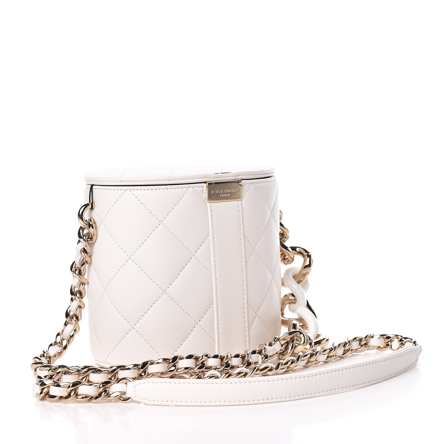 Chanel Lambskin Resin Elegant Chain Vanity Case White 3 of 12