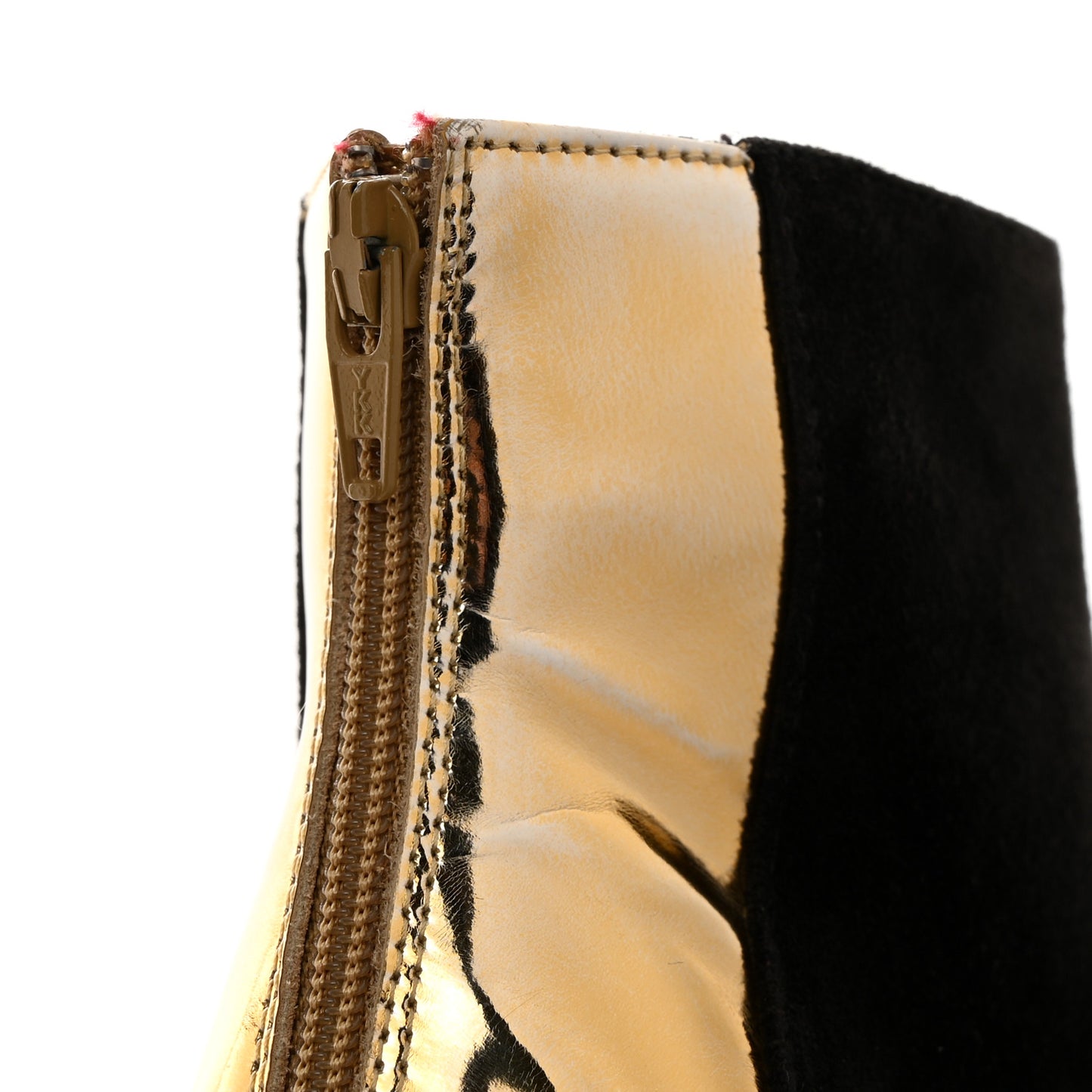 Veau Velours Specchio 100 Delicotte Booties 37.5 Black Gold
