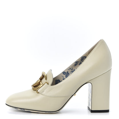Gucci Malaga Kid GG Victoire 95mm Loafer Pumps 37 Vintage White 1 of 11
