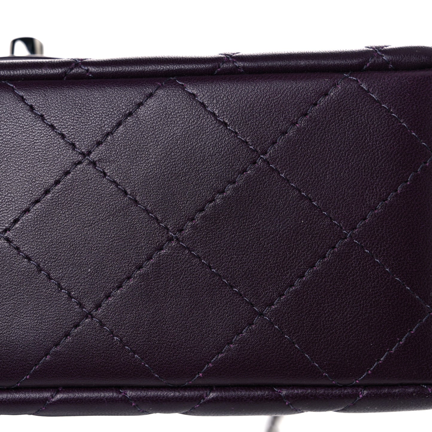 Lambskin Quilted Mini Rectangular Flap Dark Purple