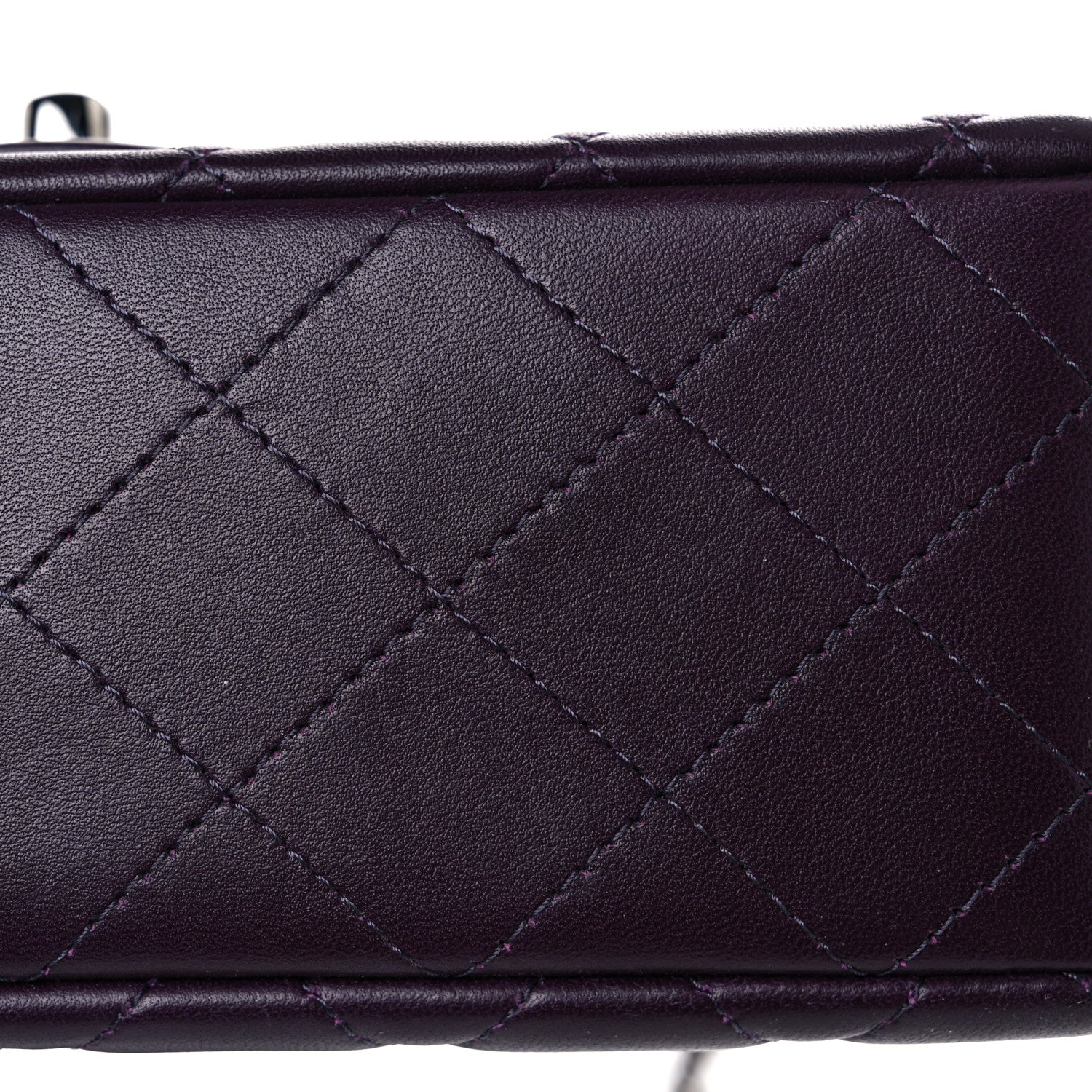 Chanel Lambskin Quilted Mini Rectangular Flap Dark Purple 12 of 13