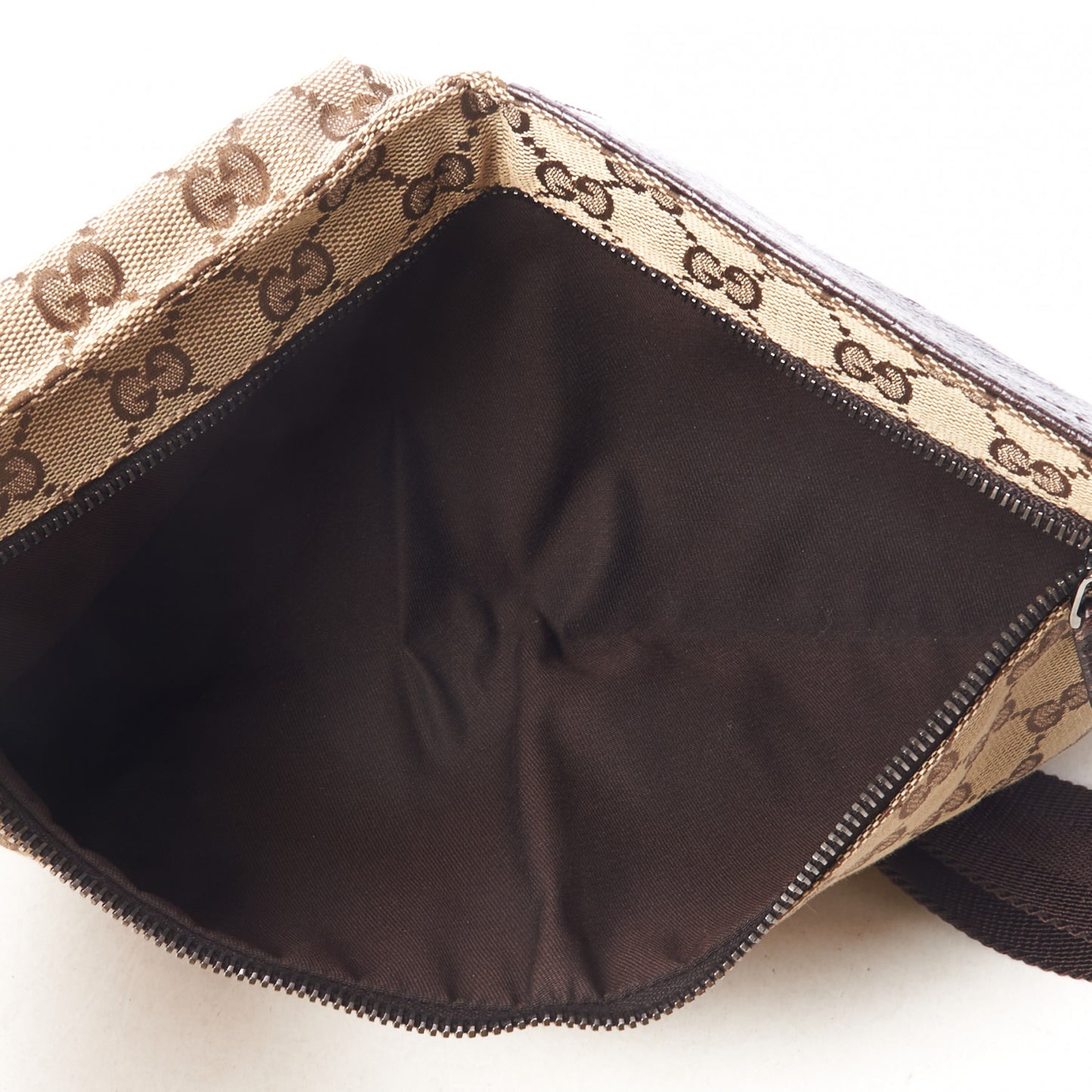 GG Monogram Double Pocket Belt Bag Dark Brown